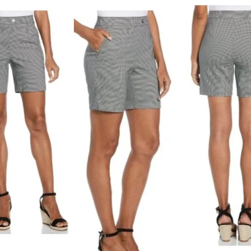 NWT Rafaella Houndstooth Shorts Size 10 Stretch High Waist Black White Casual